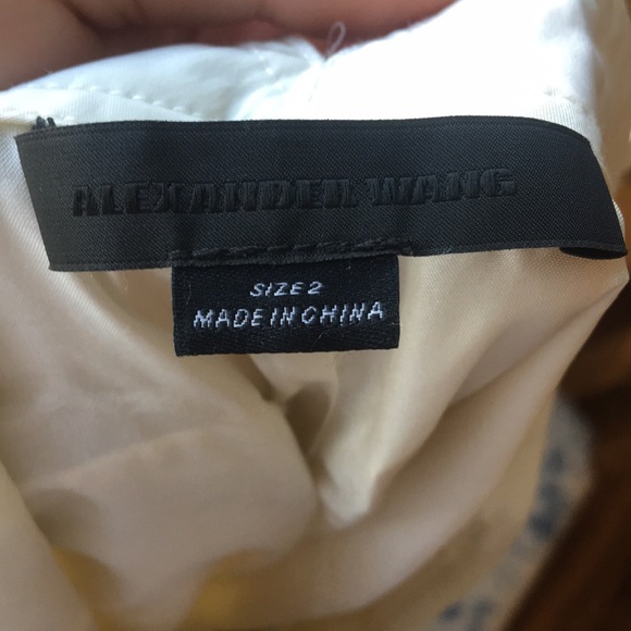 ALEXANDER WANG WHITE VISCOSE/SILK HIGH-RISE PANTS WITH COPPER ADJUSTABLE SIZE 2 - Picture 3 of 5